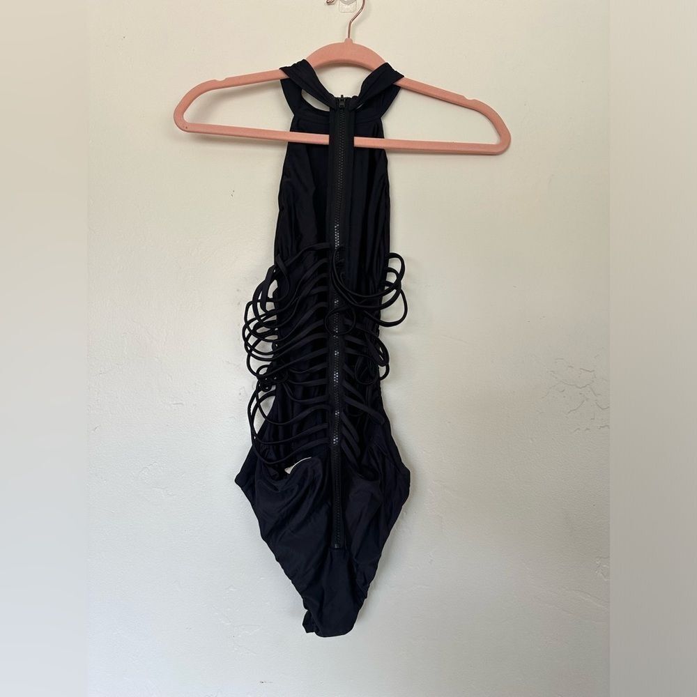 House of CB London Black Ladderback One Piece Swim Zipper Size S - Picture 6 of 8